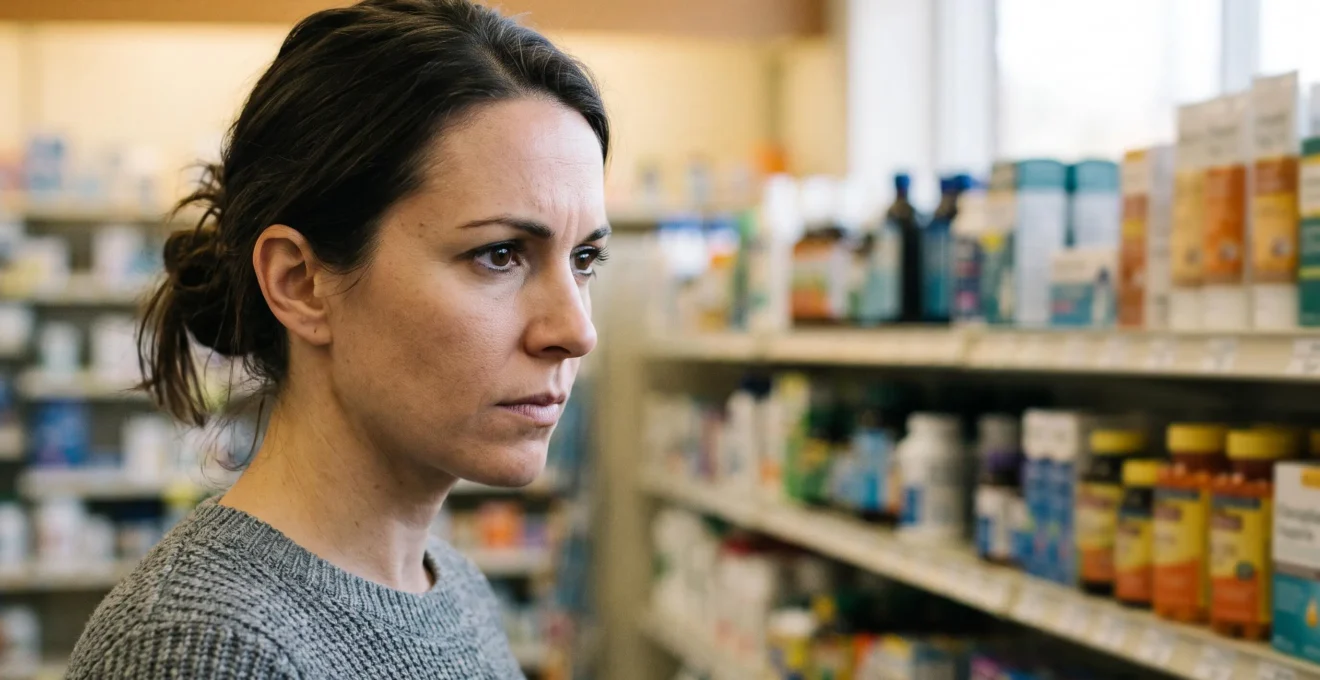 Client dans un magasin fixant du regard un produit en rayon, symbolisant les premières secondes décisives de perception